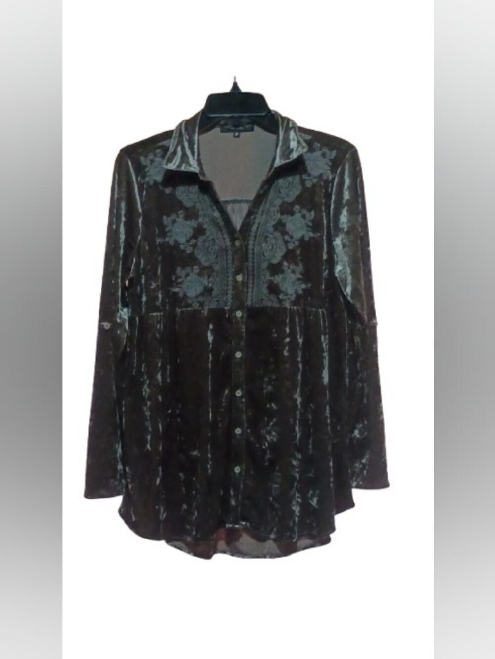 Andrée Velvet Lace Button‑Front Blouse